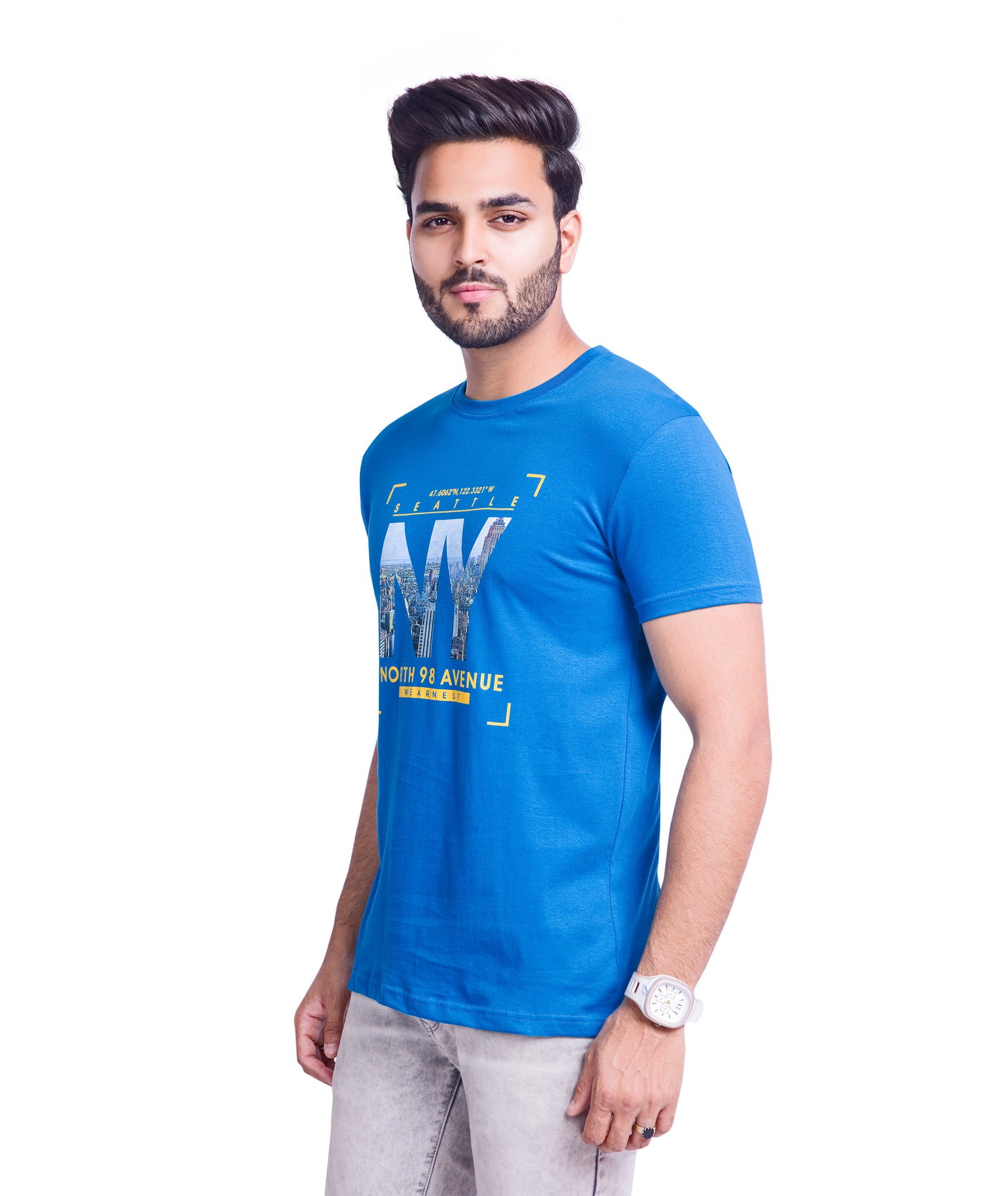 Buy Men Blue Printed T-Shirt Online in India - Monte Carlo