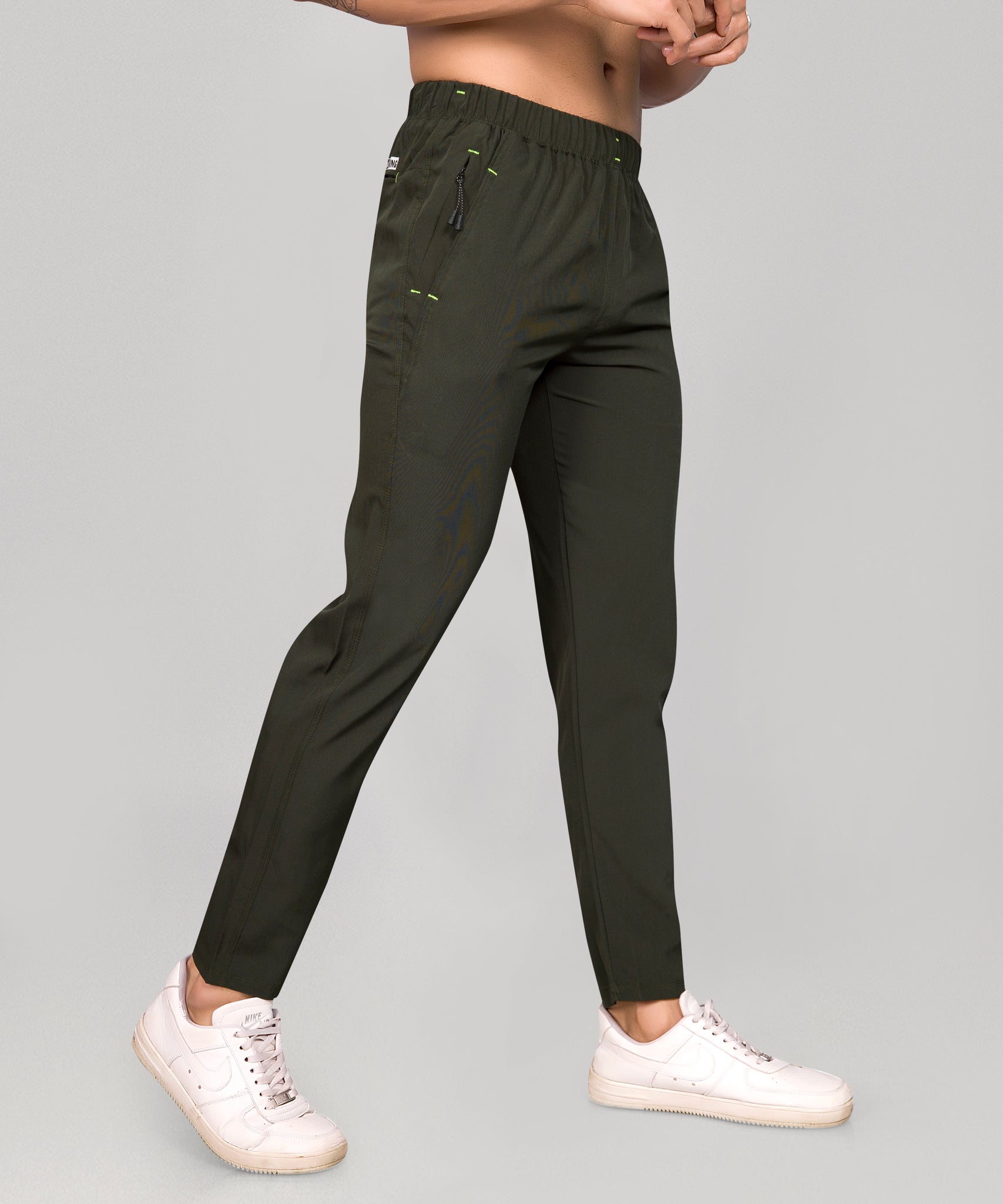 Cargo Track Pants With 5 Smart Pockets- Green