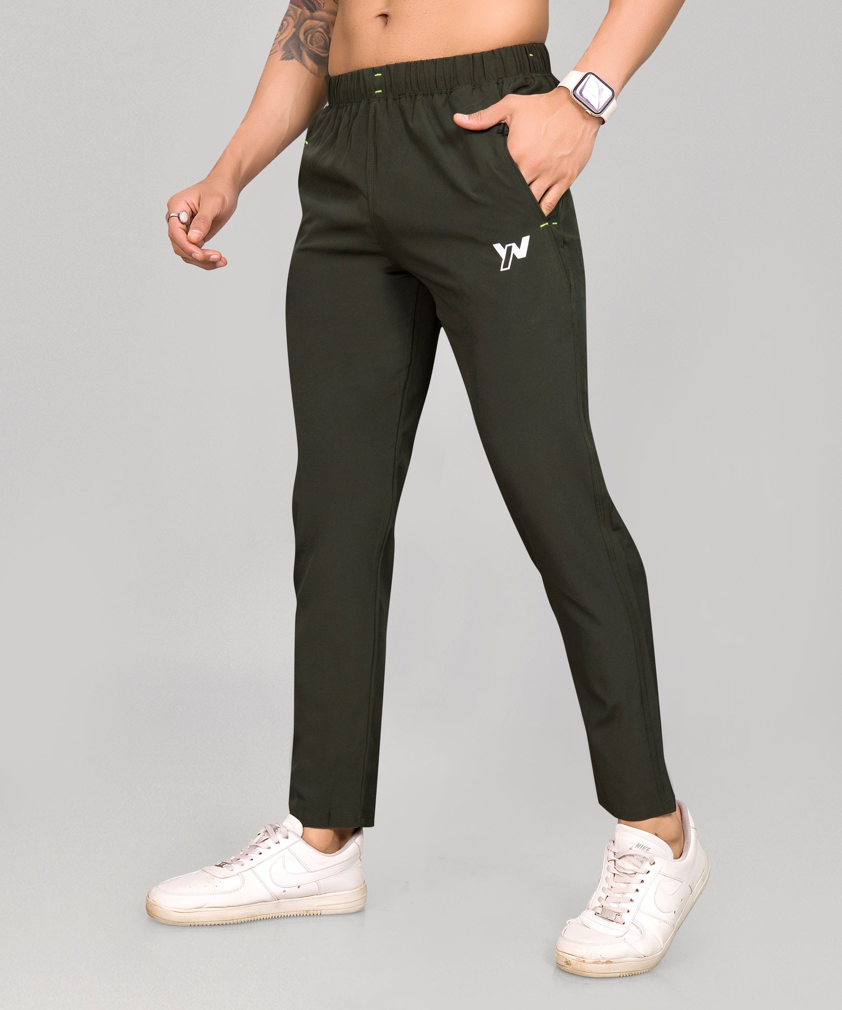 Cargo Track Pants With 5 Smart Pockets- Green