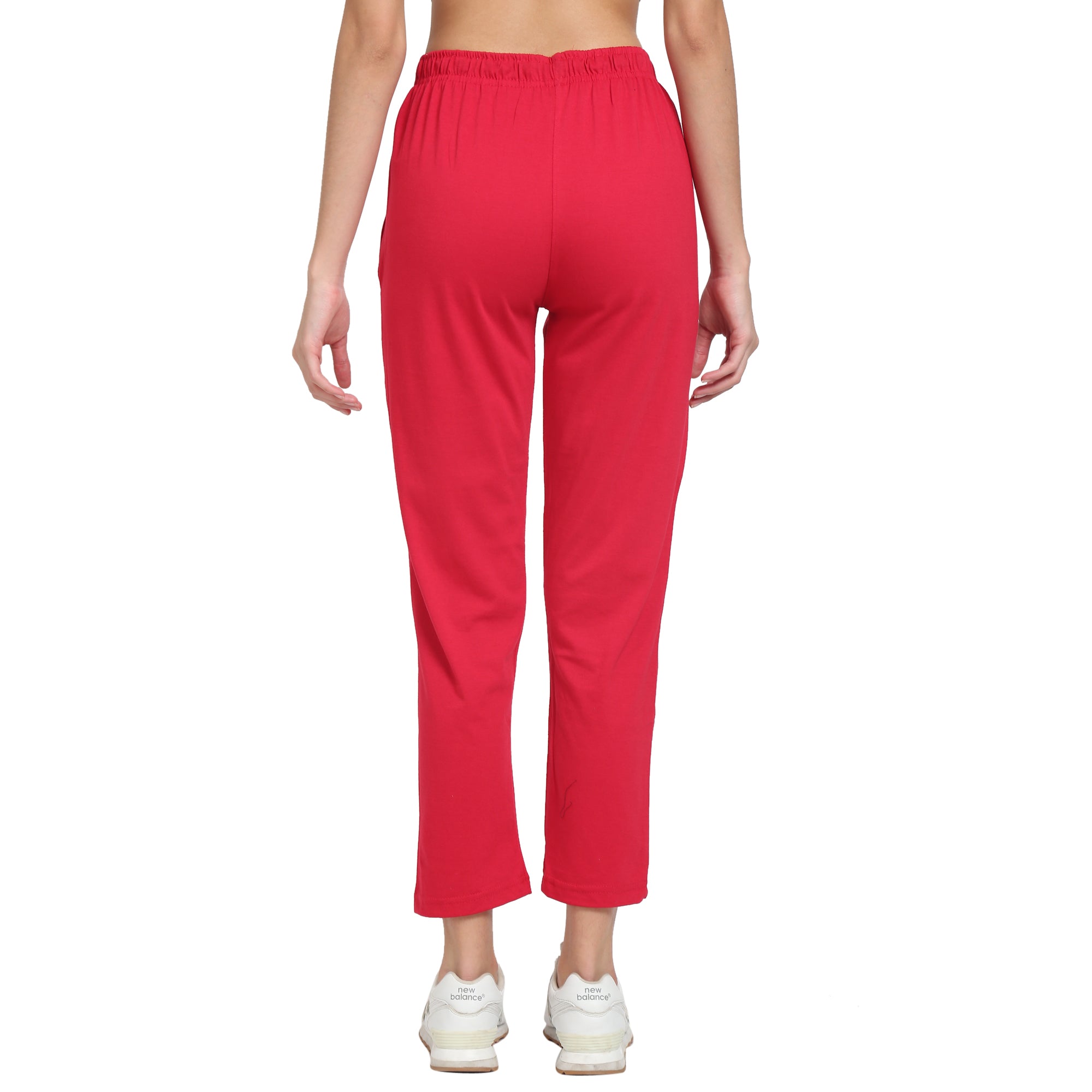 Women Lounge Plain Pants with chain pockets | Red Colour