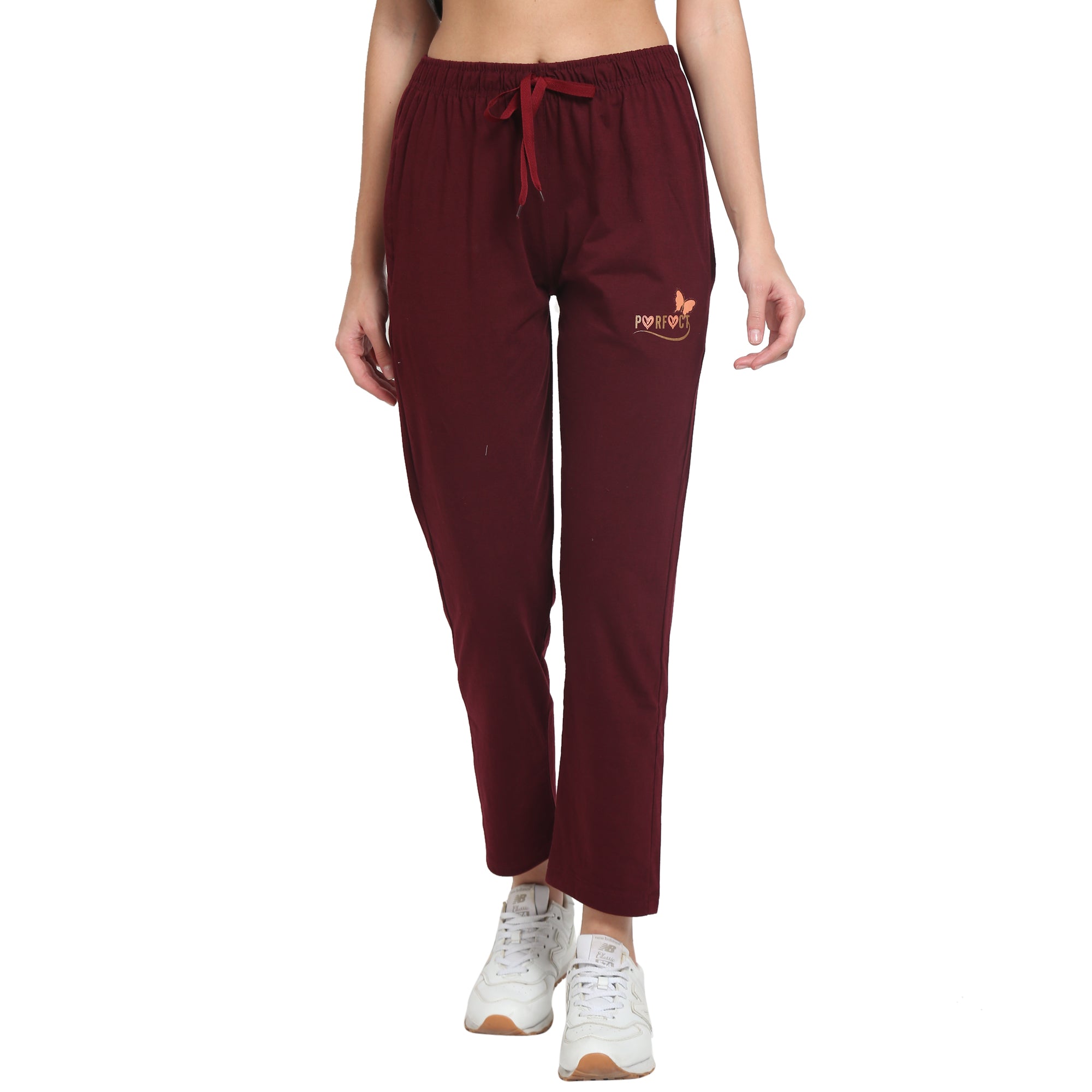 Women Lounge Plain Pants with chain pockets | Maroon Colour