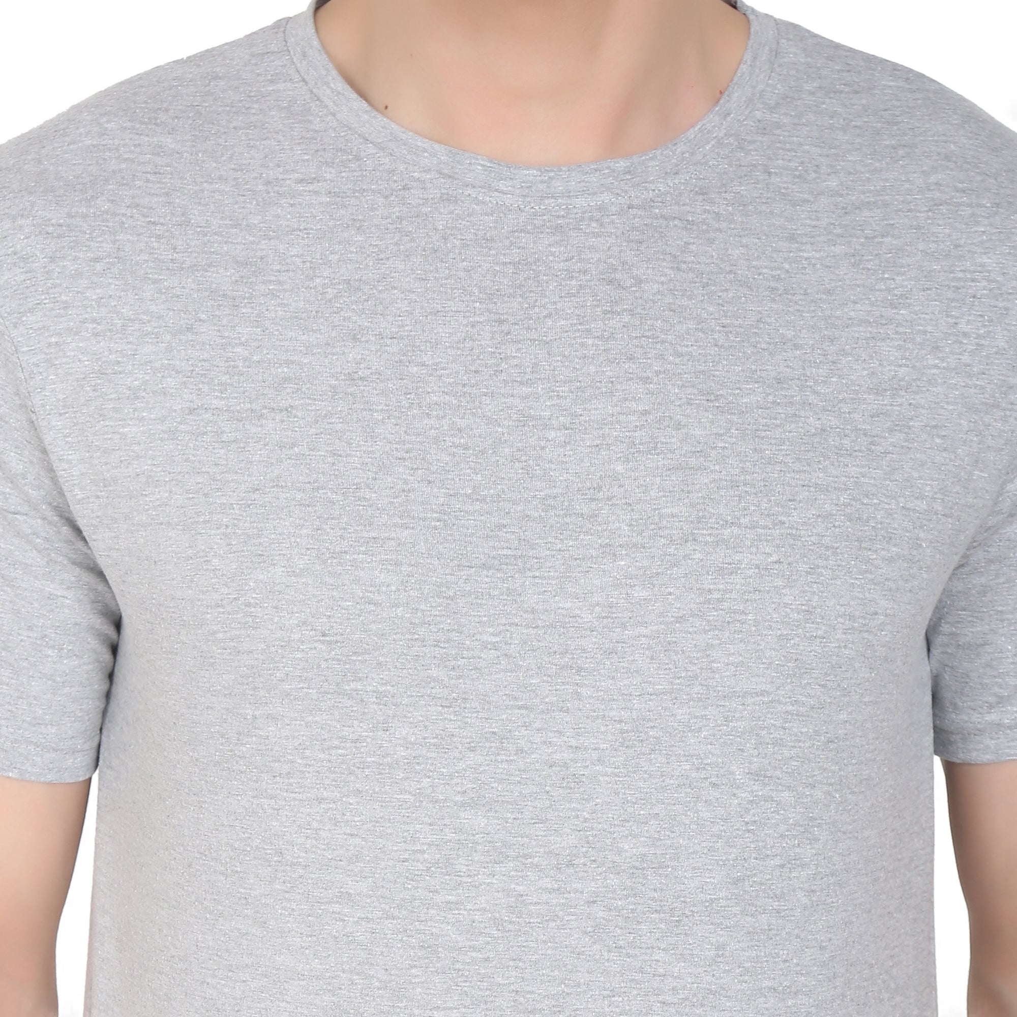 Men Four Way Stretch Cotton Plain T-shirt - Grey Colour