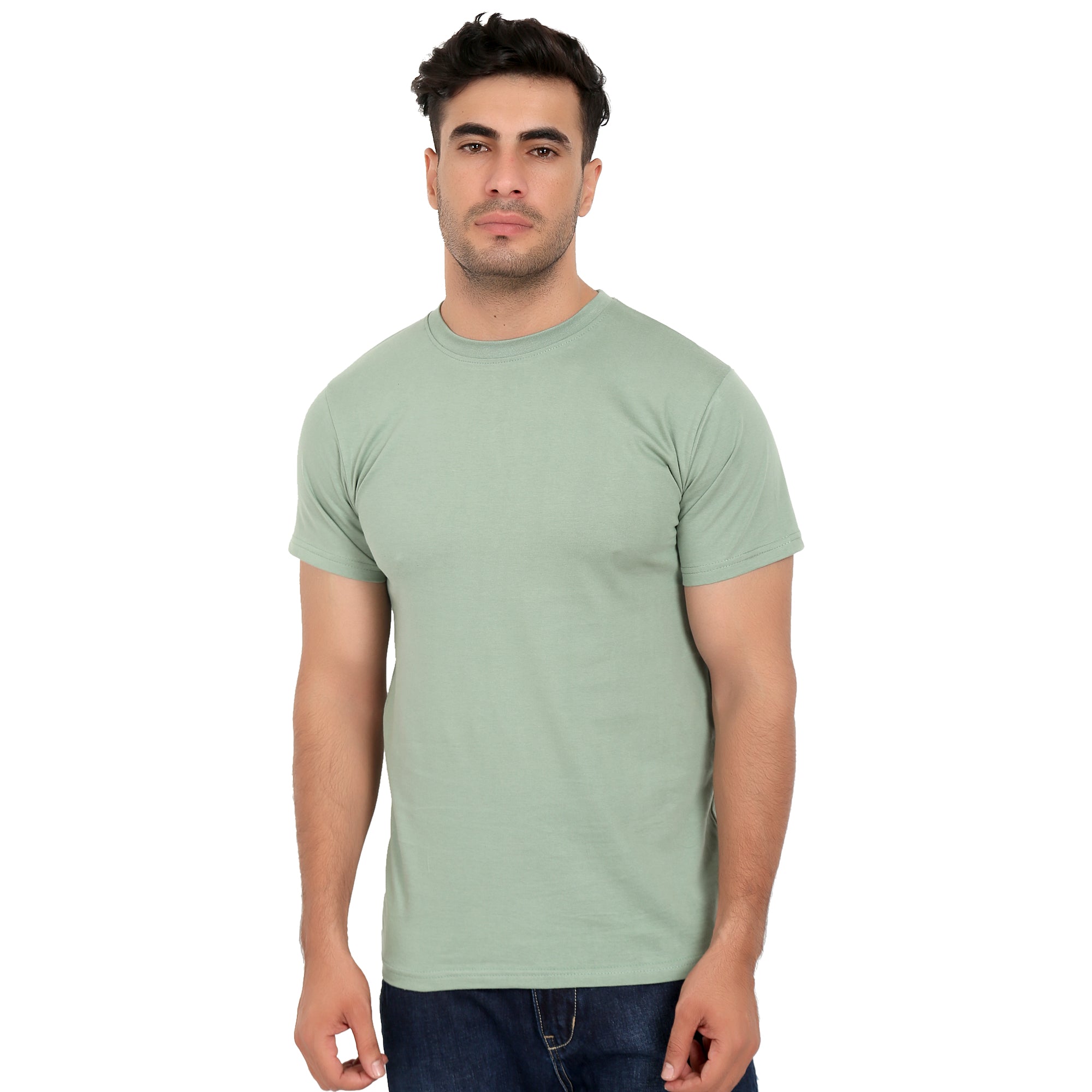 Combo Offer - Men Crew Neck Cotton T-Shirts - Half Sleeves - 3 Colors - Olive Green, Yellow & White