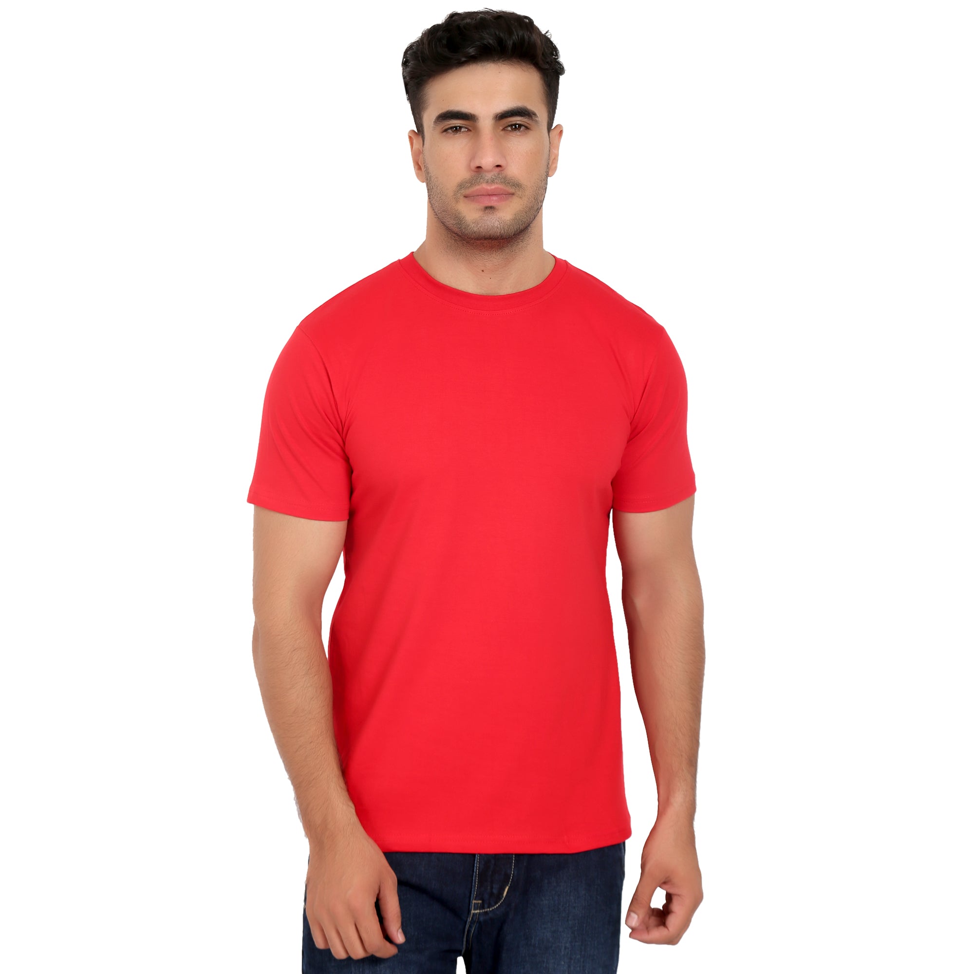 Combo Offer - Men Crew Neck Cotton T-Shirts - Half Sleeves - 3 Colors - Black, Red & White