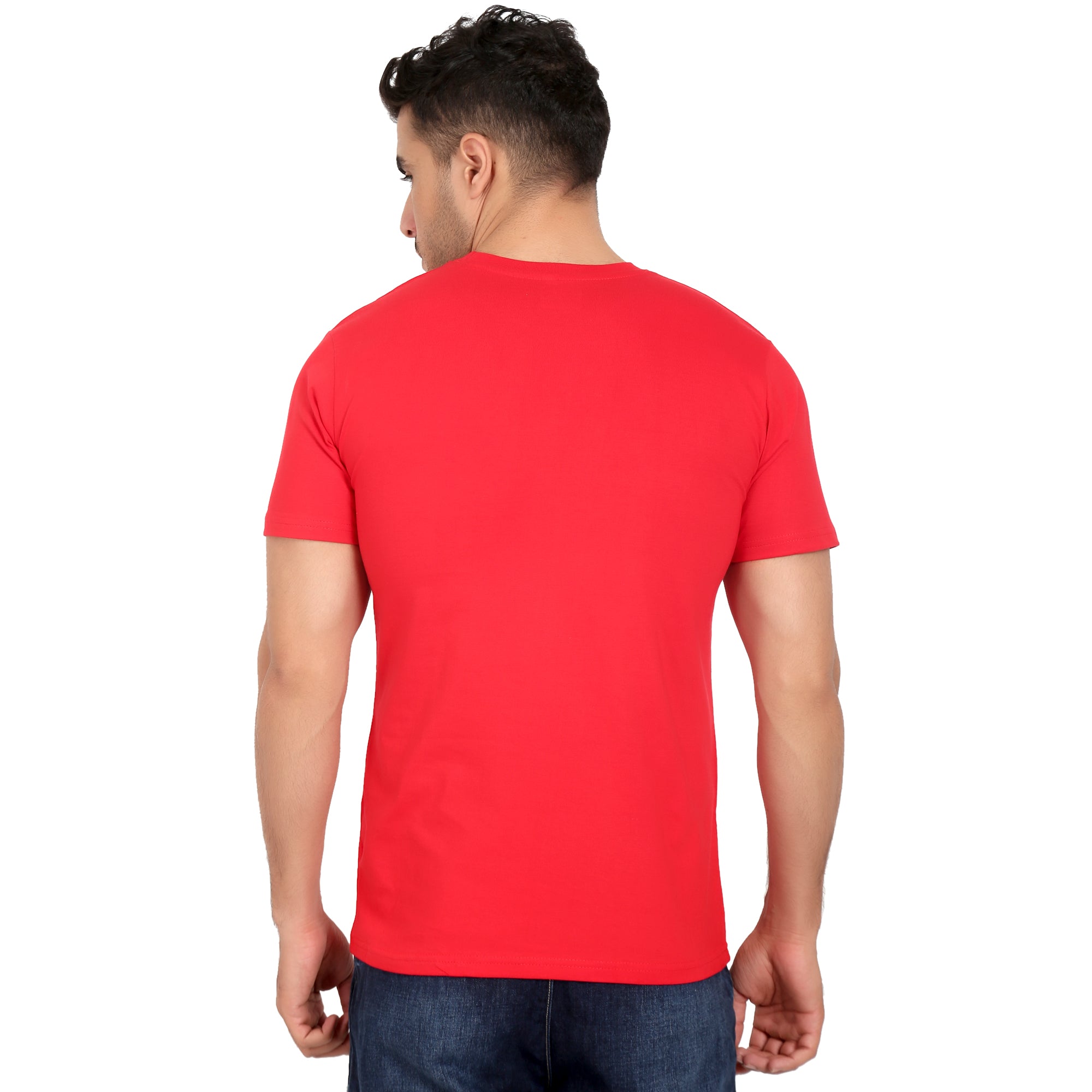 Combo Offer - Men Crew Neck Cotton T-Shirts - Half Sleeves - 3 Colors - Red, Blue & White