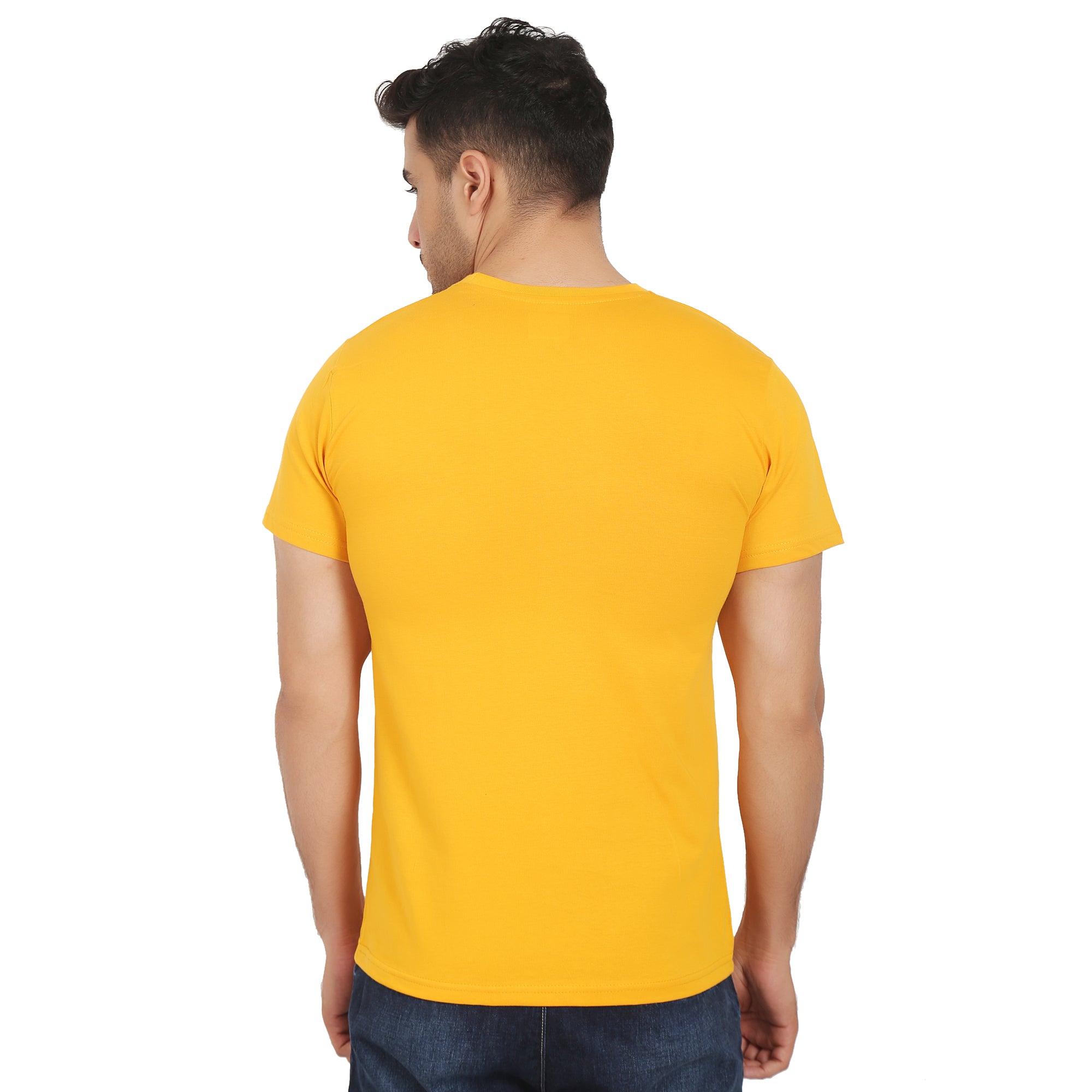 Combo Offer - Men Crew Neck Cotton T-Shirts - Half Sleeves - 3 Colors - Black, Yellow & White
