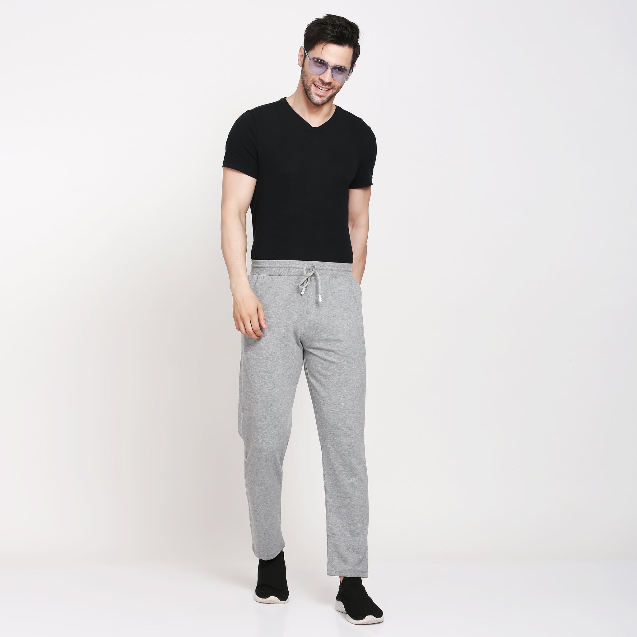 Mens Lycra Slim Fit Track Pants with 2 Side Zipper Pockets and Logo at  Best Price in India  Healthkartcom