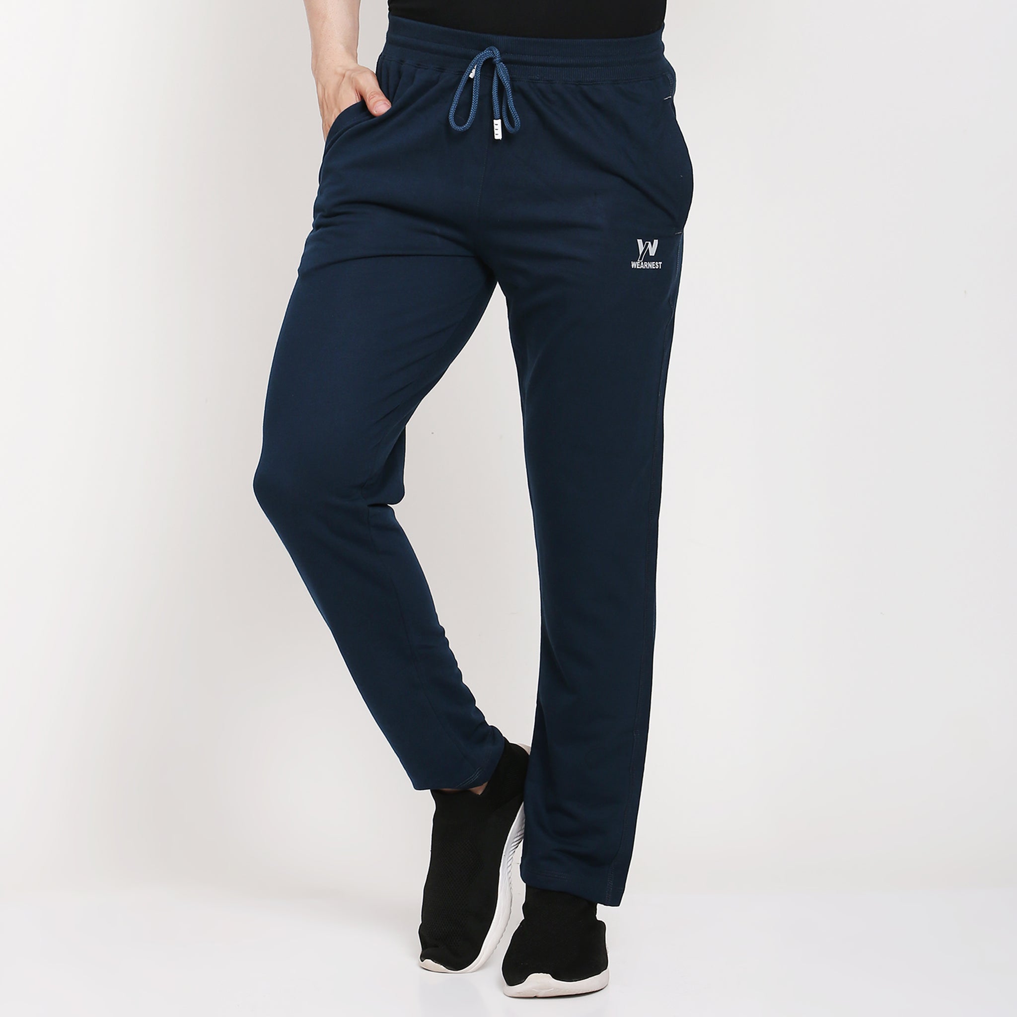 Buy TOM BURG Men Navy Solid Slim Fit Track Pants online