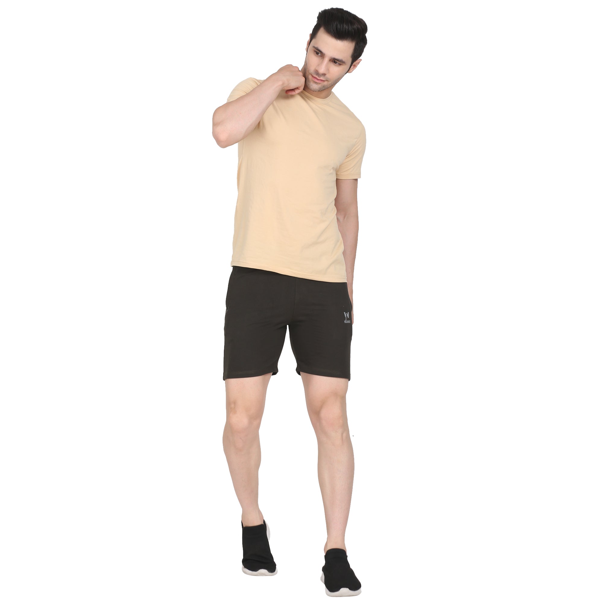 Men solid slim fit casual shorts | Brown Colour