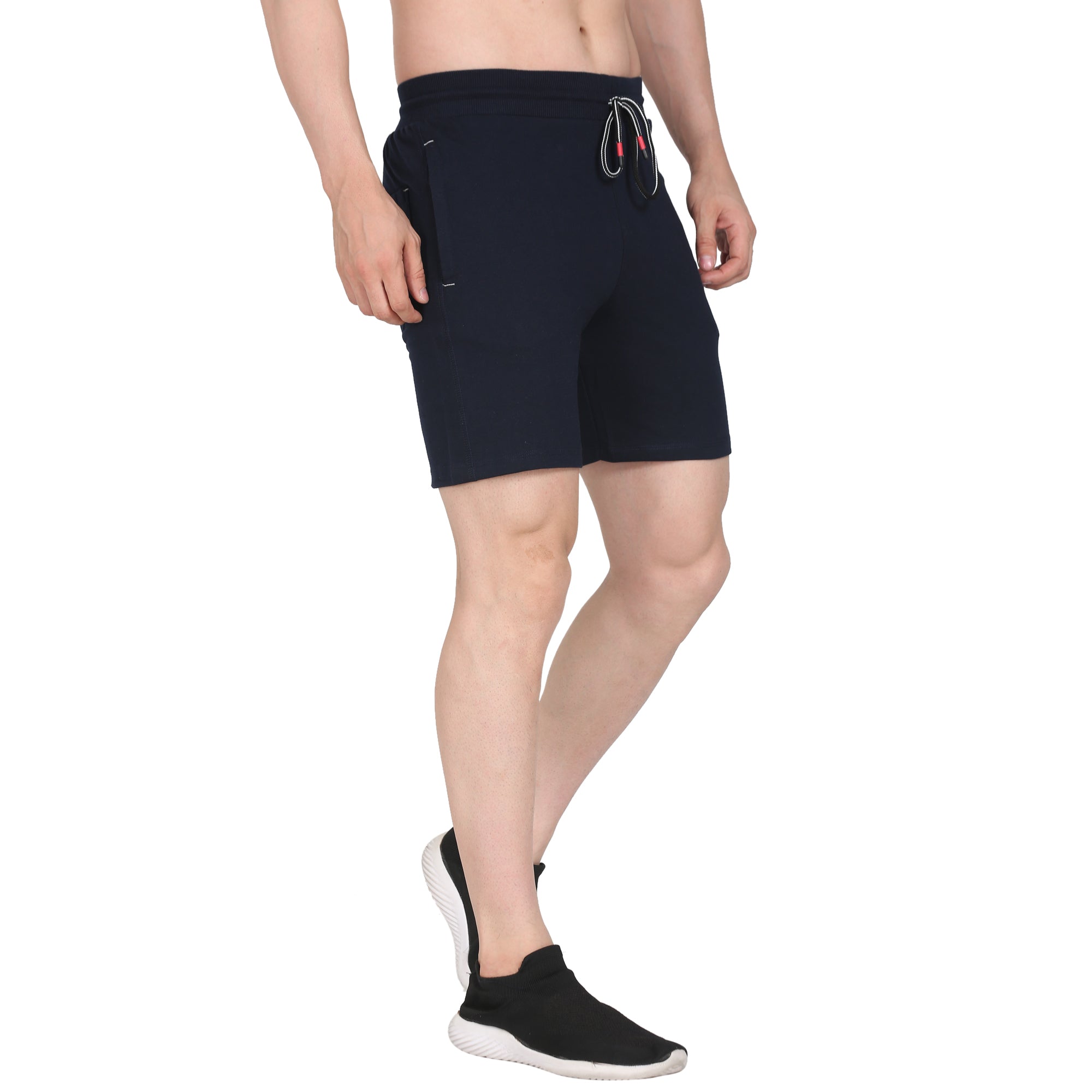 Men solid slim fit casual shorts | Navy Blue Colour