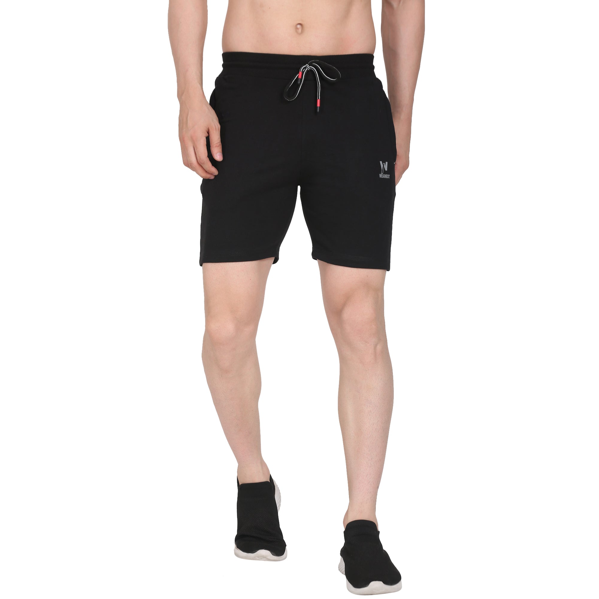 Men solid slim fit casual shorts | Black Colour