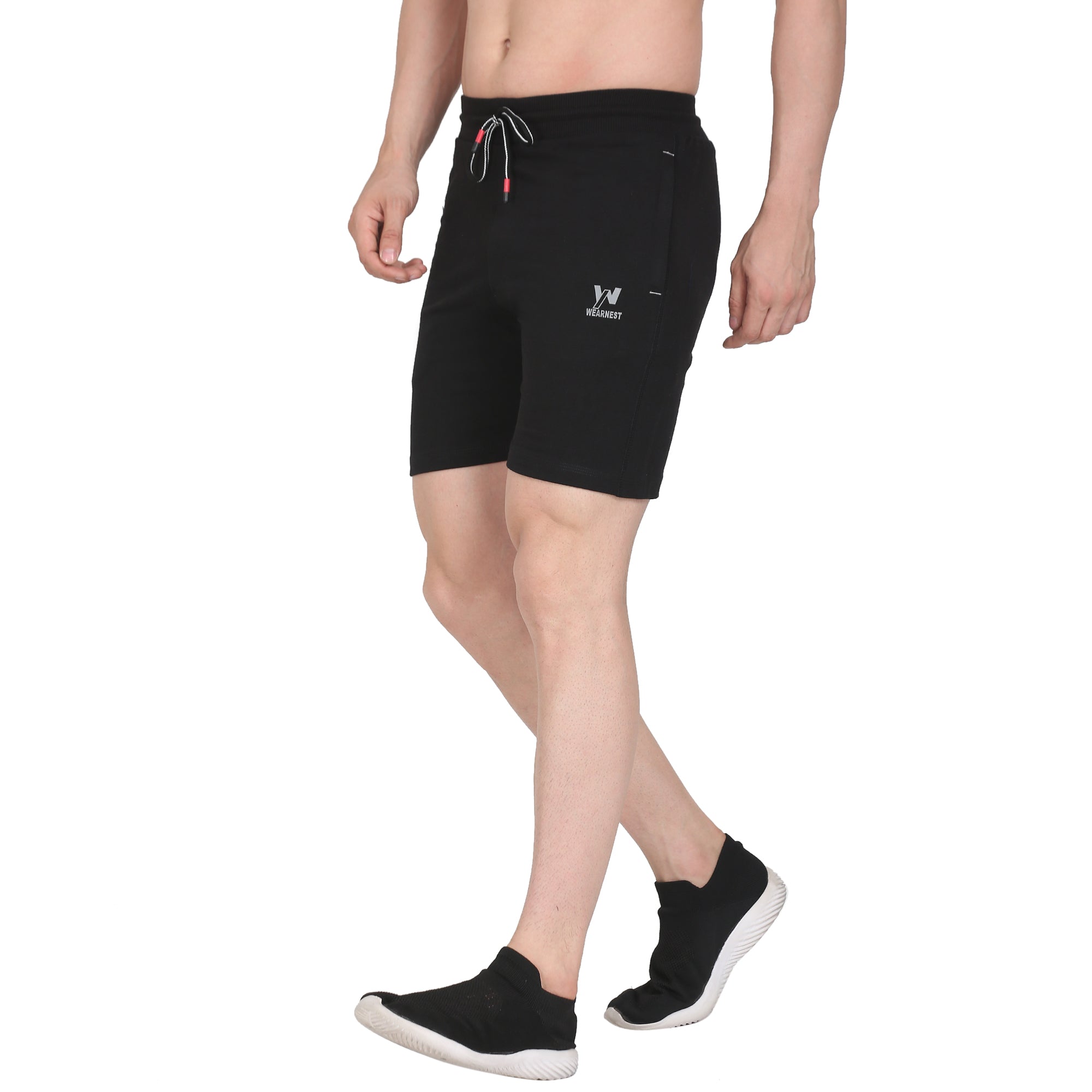Men solid slim fit casual shorts | Black Colour