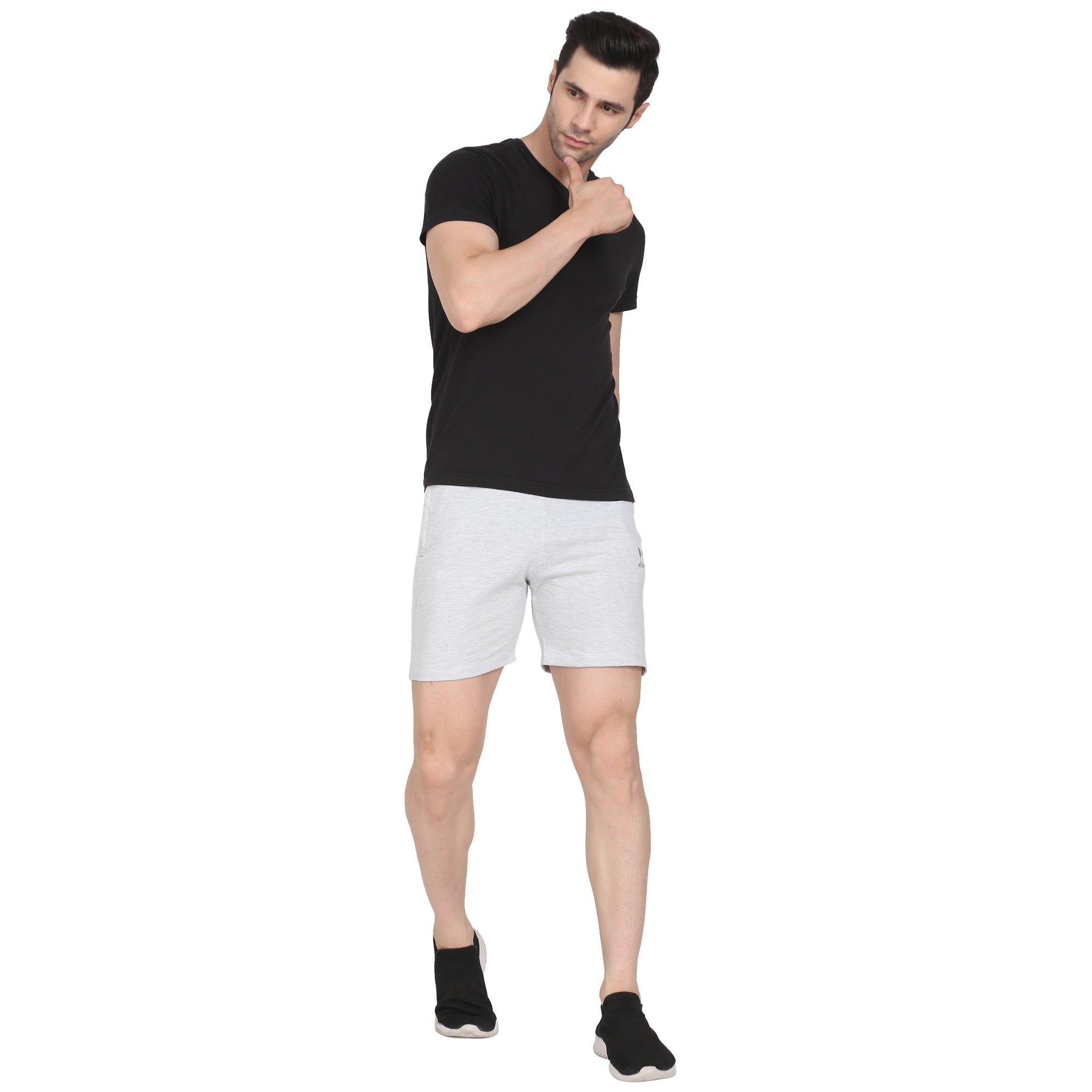 Men solid slim fit casual shorts | White Colour