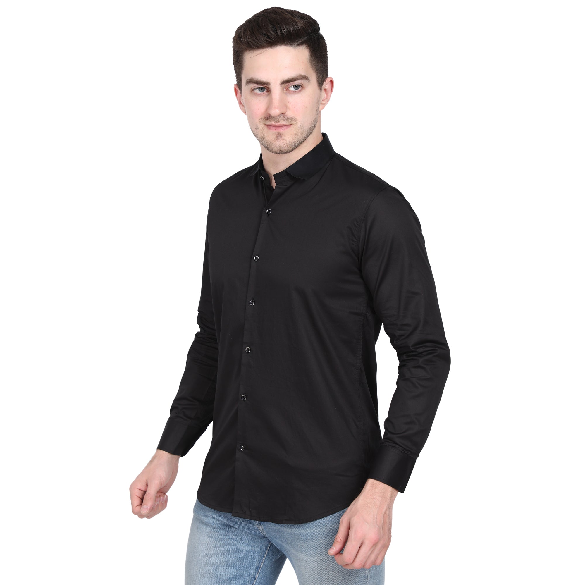 Men Casual Cotton Shirts - Black Colour