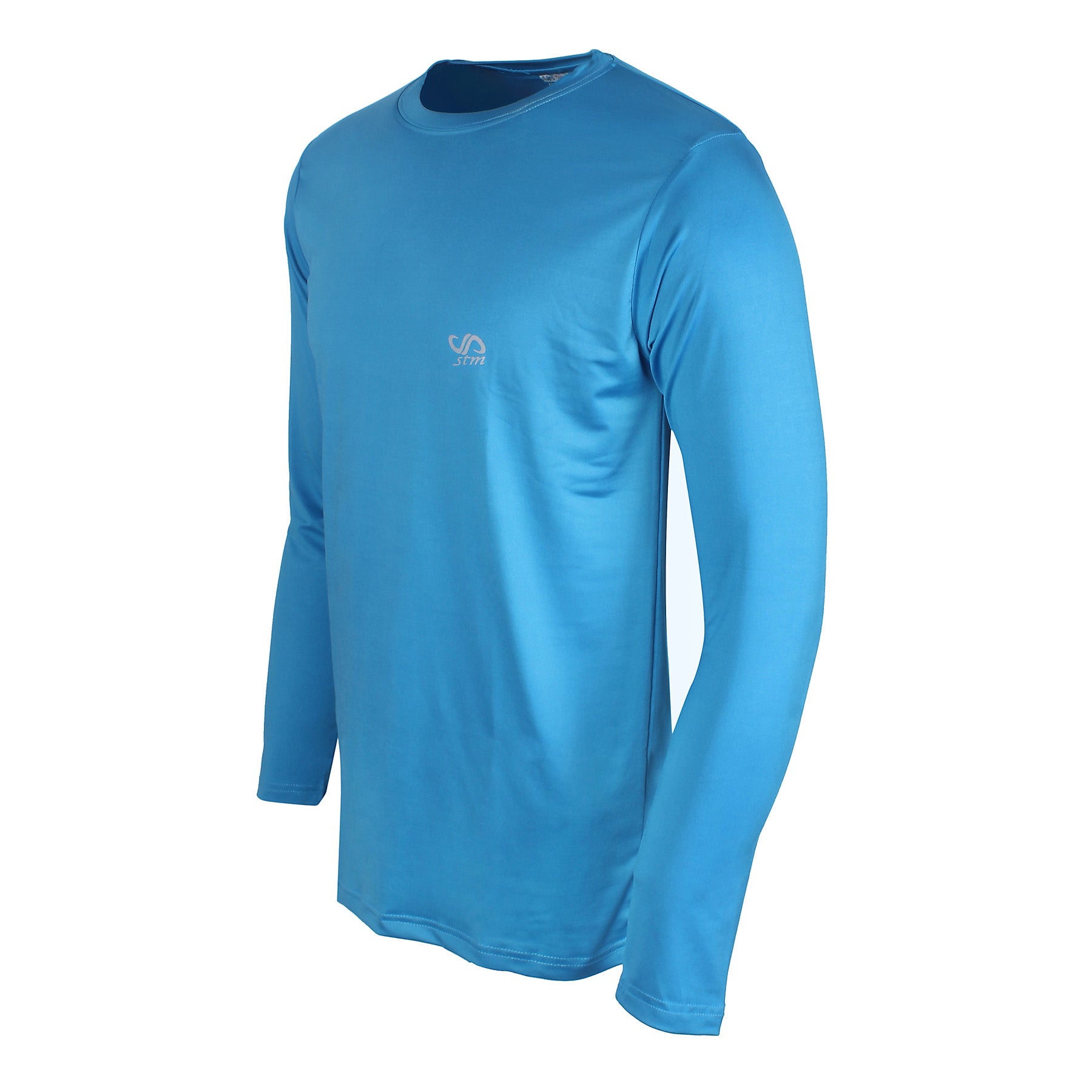 Men Solid Round Neck DryFit Full Sleeve T shirt Four Way Lycra Stretch Dry fit Sky Blue Colour