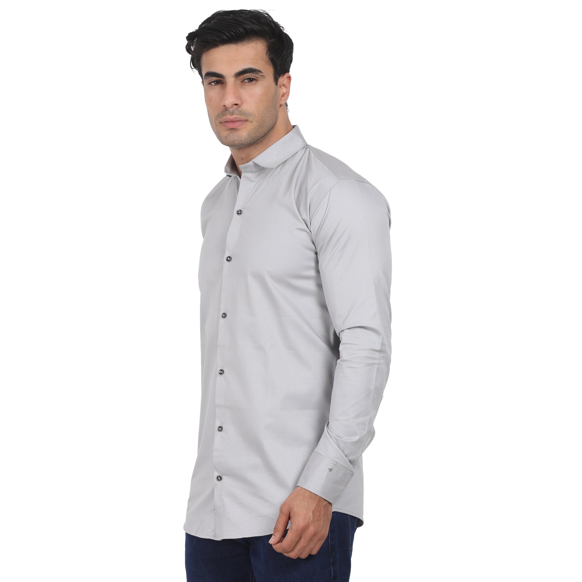 Men Casual Cotton Shirts - Light Grey Colour