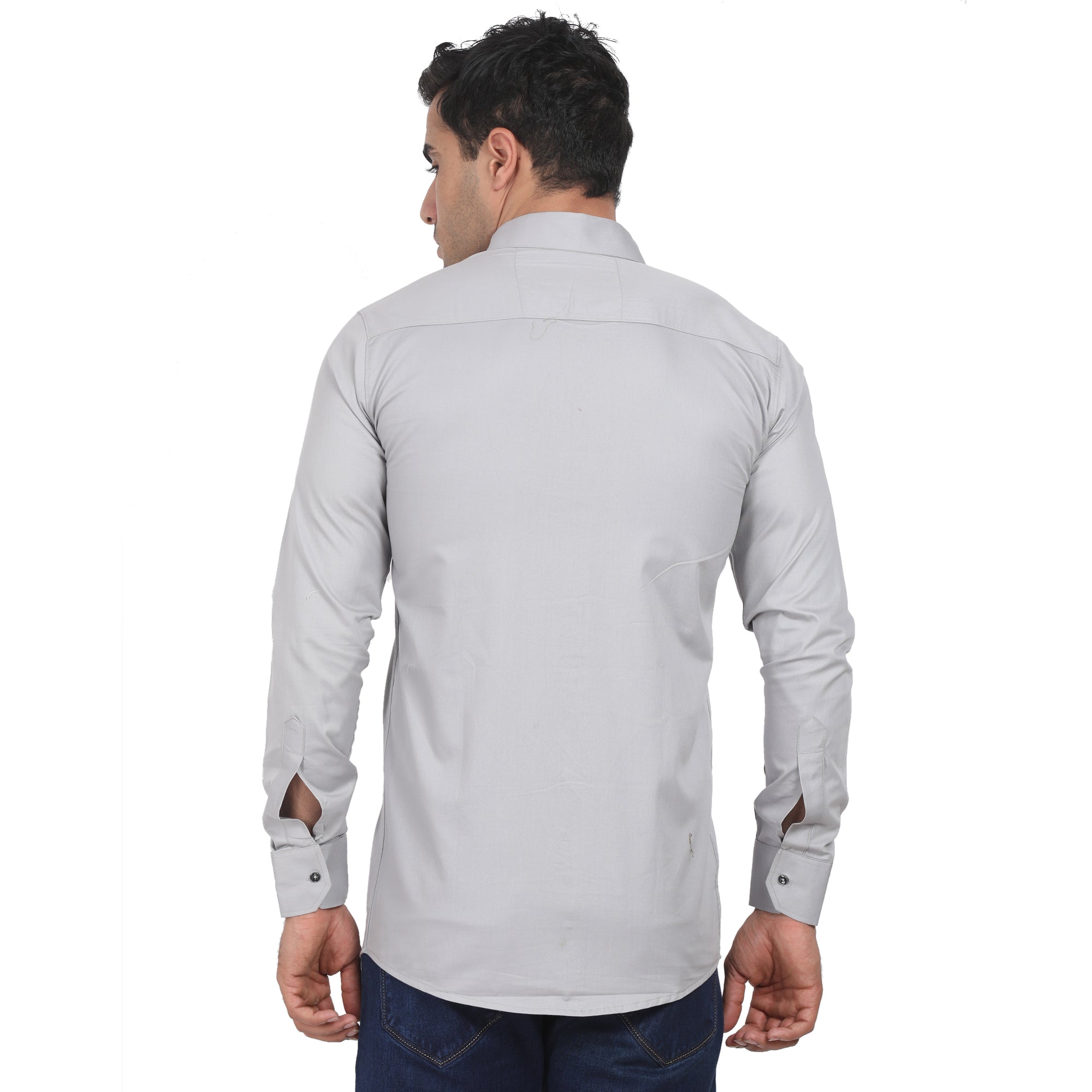 Men Casual Cotton Shirts - Light Grey Colour