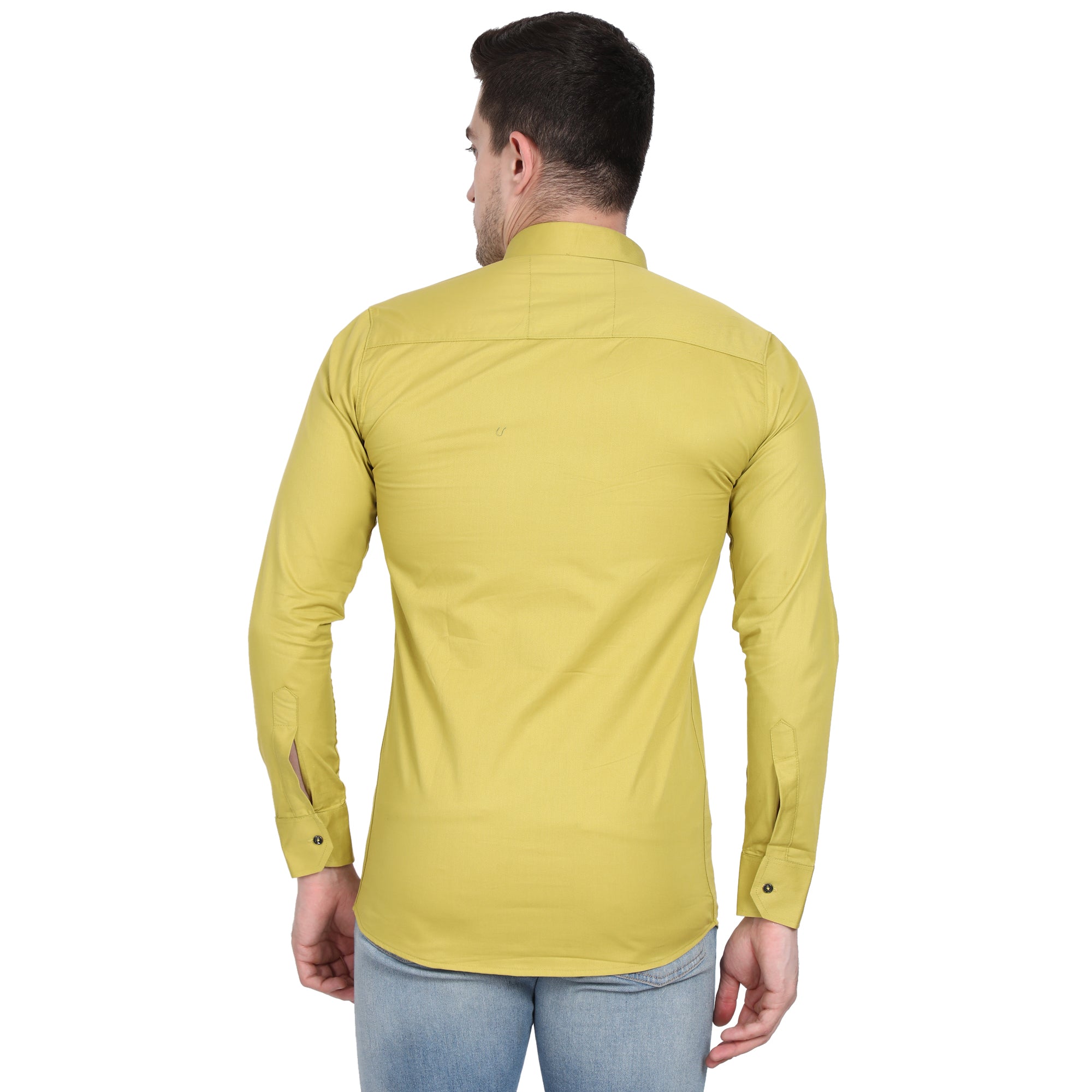 Men Casual Cotton Shirts - Mustard Yellow Colour